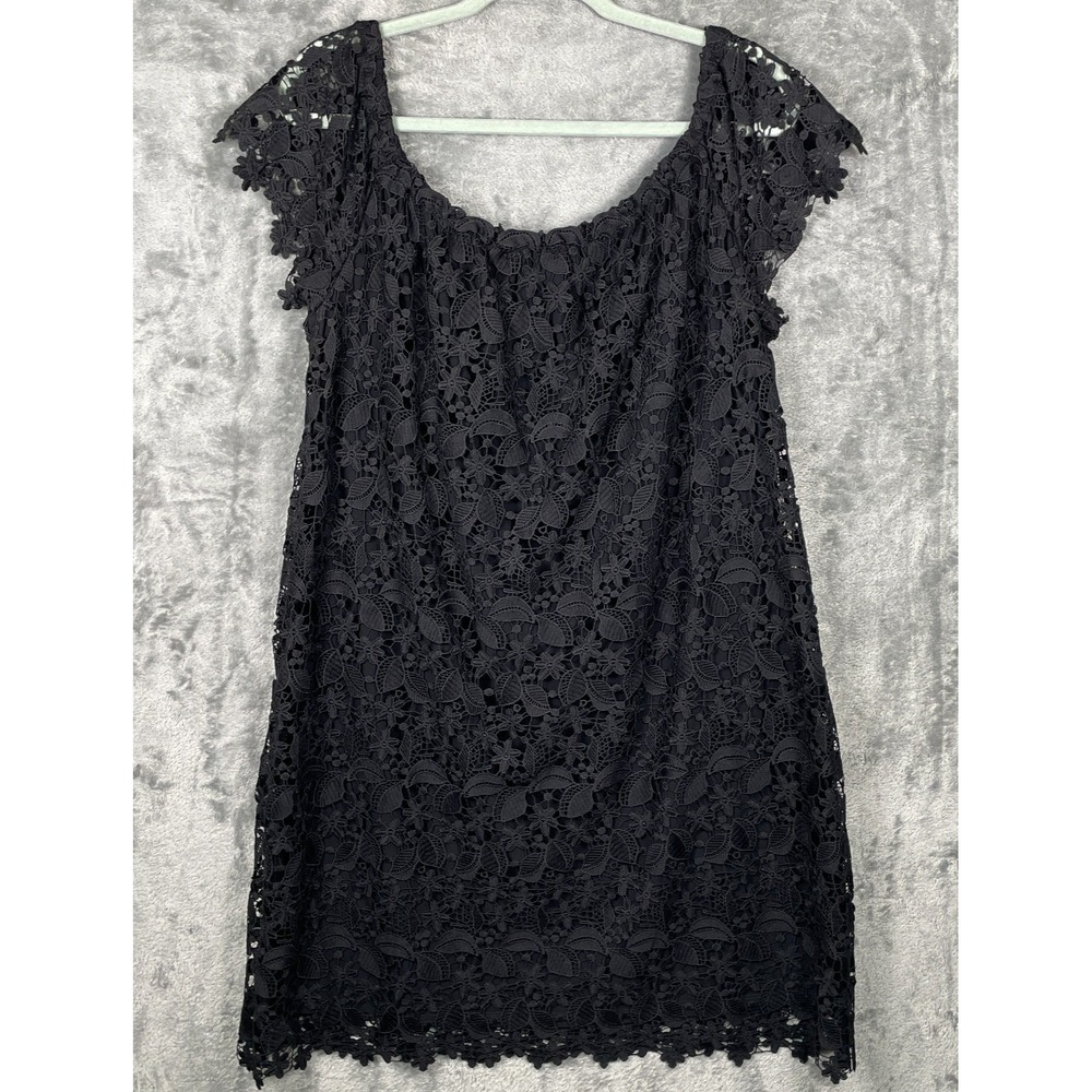 Lauren Ralph Lauren Dress Women's Plus 1X Black Lace Off Shoulder Cocktail LBD - Picture 4 of 8